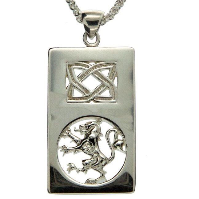 Rectangle with Silver Lion Logo - S/sil Lion Rampant Rectangle Pendant By Keith Jack - CelticAlley.com