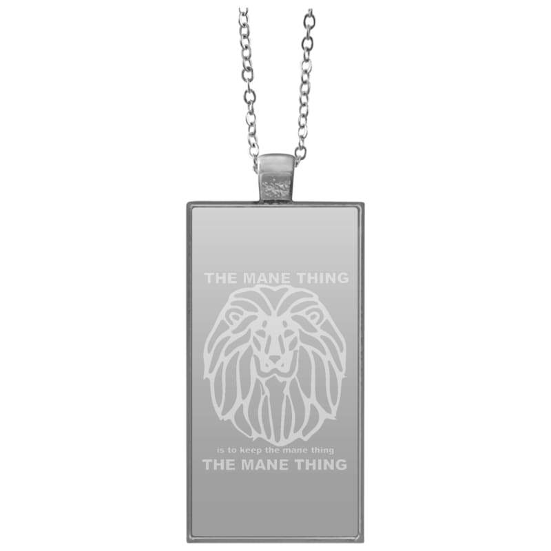 Rectangle with Silver Lion Logo - The Mane Thing Rectangle Necklace – catrescue