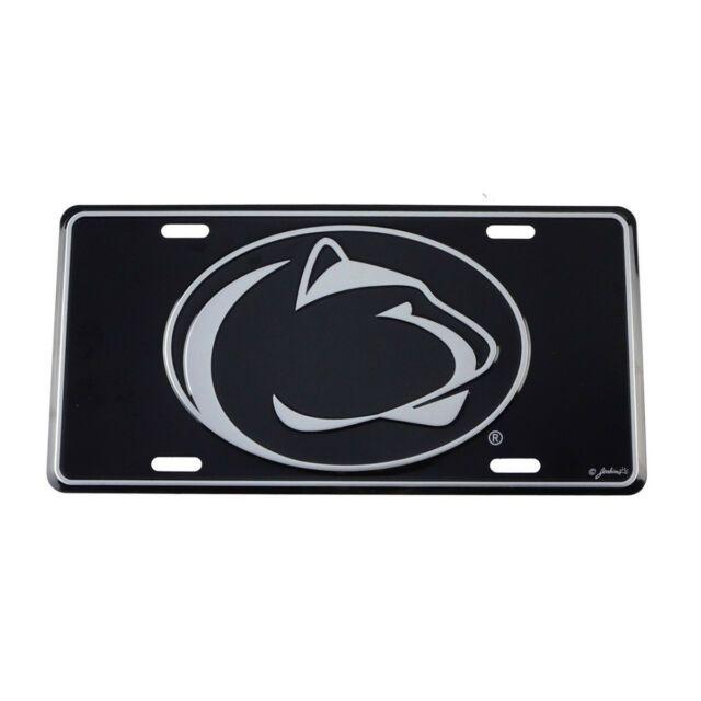 Rectangle with Silver Lion Logo - Silver Black Vanity License Plate Penn State Logo Nittany Lions ...