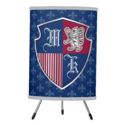 Rectangle with Silver Lion Logo - Silver Lion Coat of Arms Monogram Emblem Shield Tripod Lamp ...