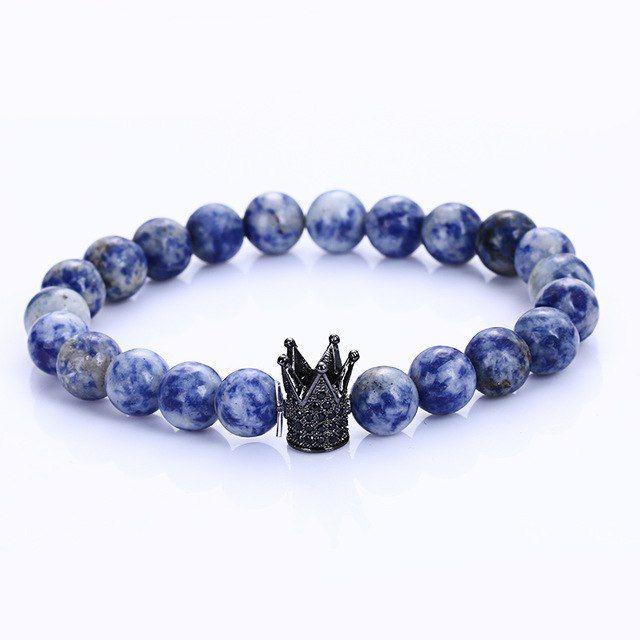 Blue Dot Crown Logo - Hot sale retro blue dot lacquered stone beads crown bracelets ...