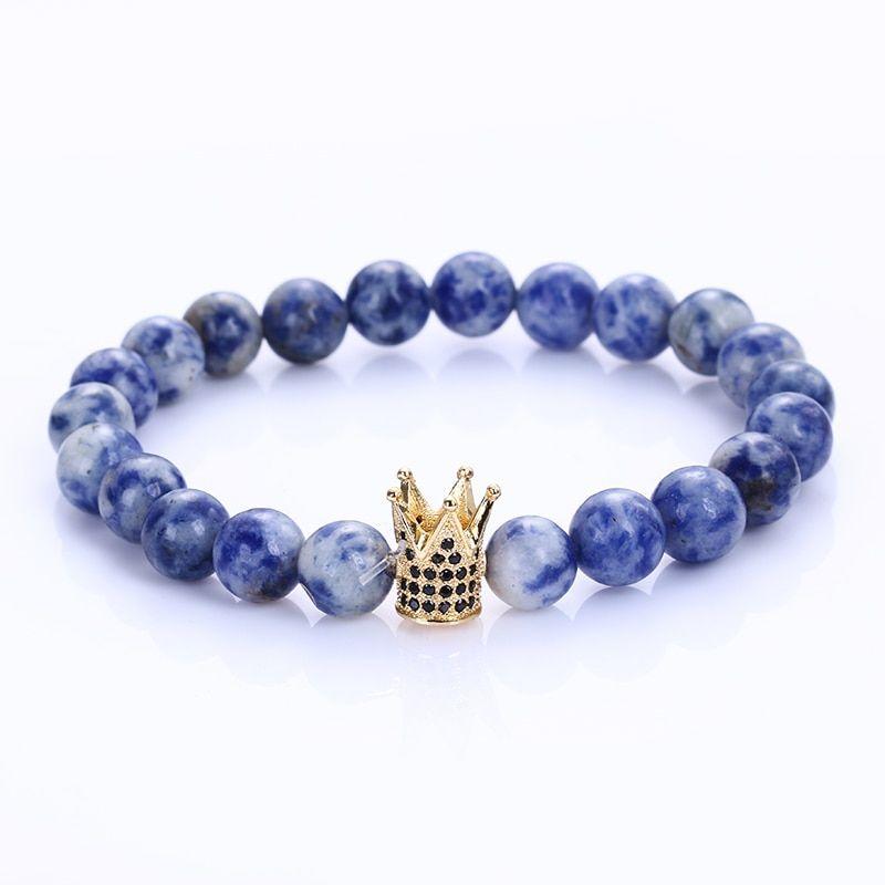 Blue Dot Crown Logo - Hot sale retro blue dot lacquered stone beads crown bracelets ...