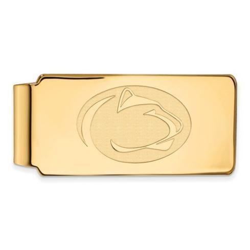 Rectangle with Silver Lion Logo - Penn State Gold Plated Sterling Silver Lion Head Money Clip GP027PSU