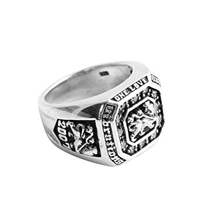 Rectangle with Silver Lion Logo - Bishilin Silver Plated Mens Ring Lion Rectangle Friendship Rings ...