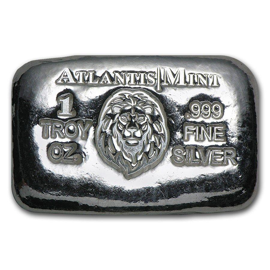Rectangle with Silver Lion Logo - Atlantis Mint Lion 1oz Bar