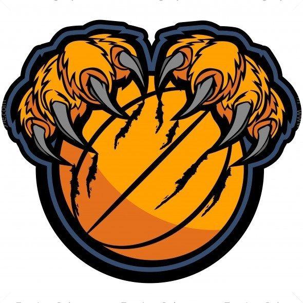 Tiger Basketball Logo - Tiger Claws Basketball - Vector Clipart Tiger Claws