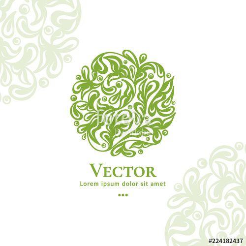 Elegant Green Leaf Logo - Green leaf emblem. Elegant, classic elements. Can be used