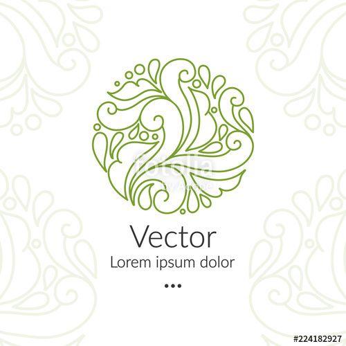 Elegant Green Leaf Logo - Green leaf emblem. Elegant, classic elements. Can be used for ...