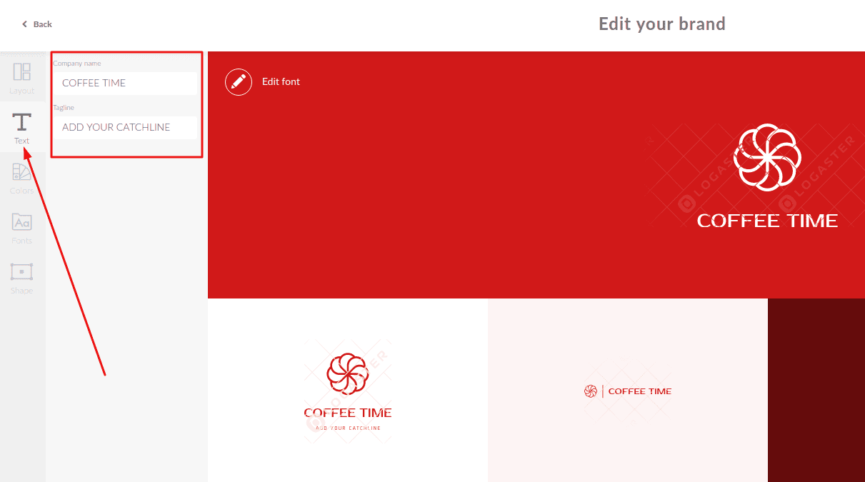 Companies with a Red O Logo - How to change the color, font, text of logo or other products. Logo