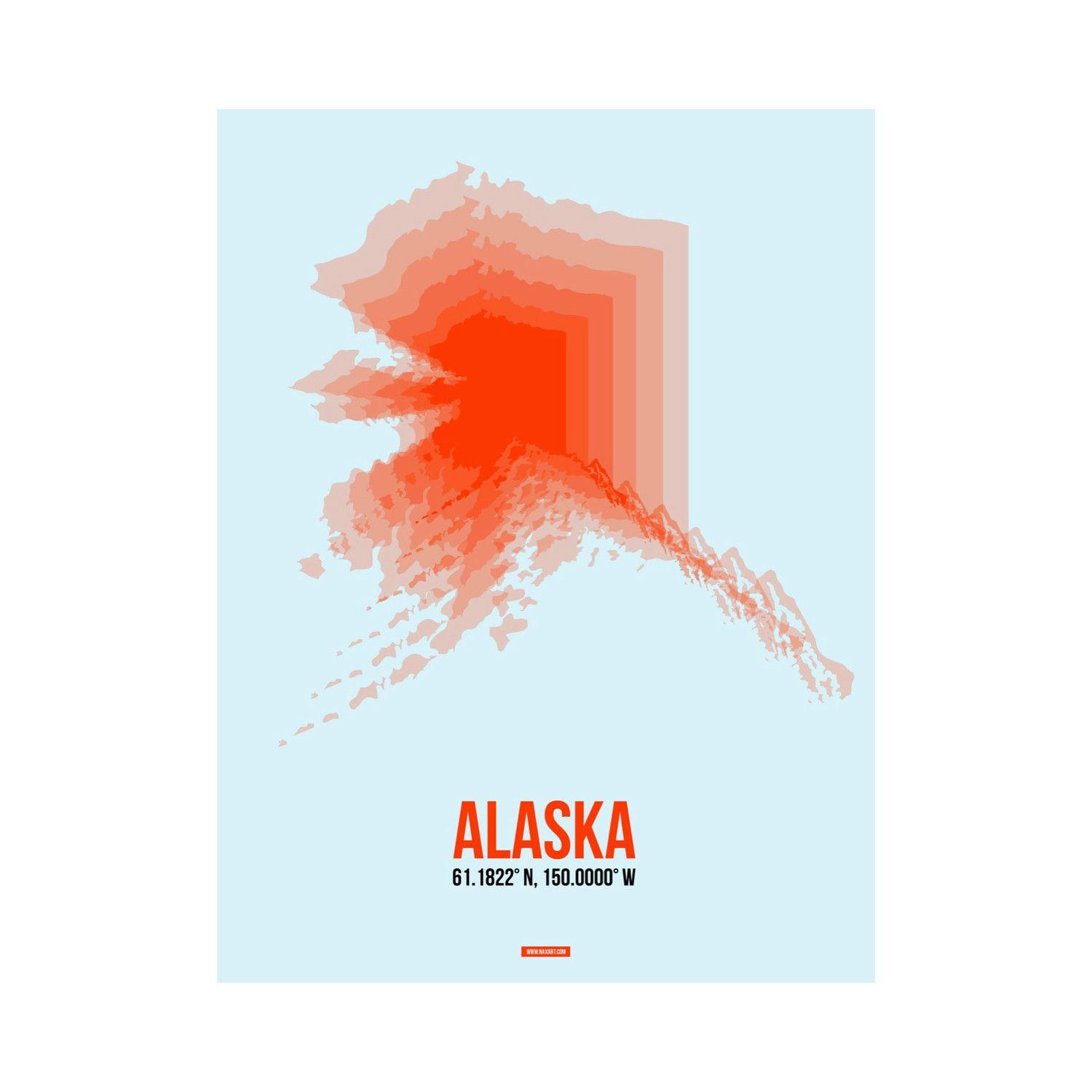 Black and Orange Alaska Logo - Alaska Radiant Map (Yellow, Black) of Modern