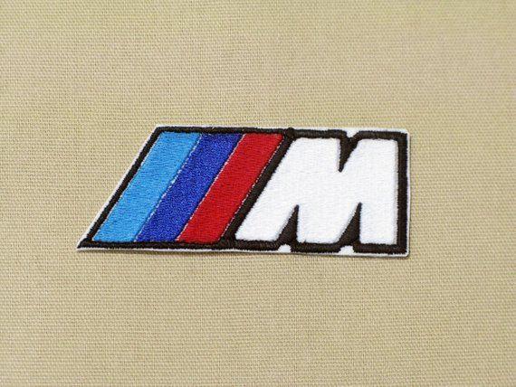 White BMW M Logo - BMW M Logo Emblem Ensignia White Letter on White Textile Car | Etsy