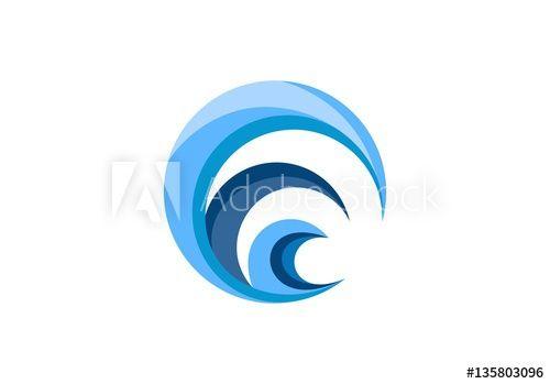 Circle Wave Logo - circle wave logo, swirl blue waves water symbol icon, letter C E ...