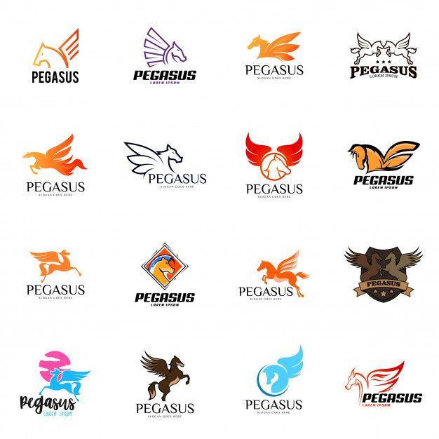 Pegasus Logo - Pegasus logo set Vector | Premium Download