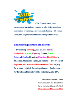 VVA Friends Logo - Fillable Online inet villavictoria 2011 VVA SUMMER FUN CAMP FLYER ...