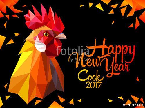 Red Triangle Rooster Logo - Bright postcard with a rooster. Red fiery cock symbol of New Year ...