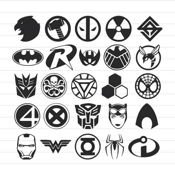 Black Superhero Logo - INSTANT DOWNLOAD Superheroes Logo Svg Superhero Cut Files | Etsy