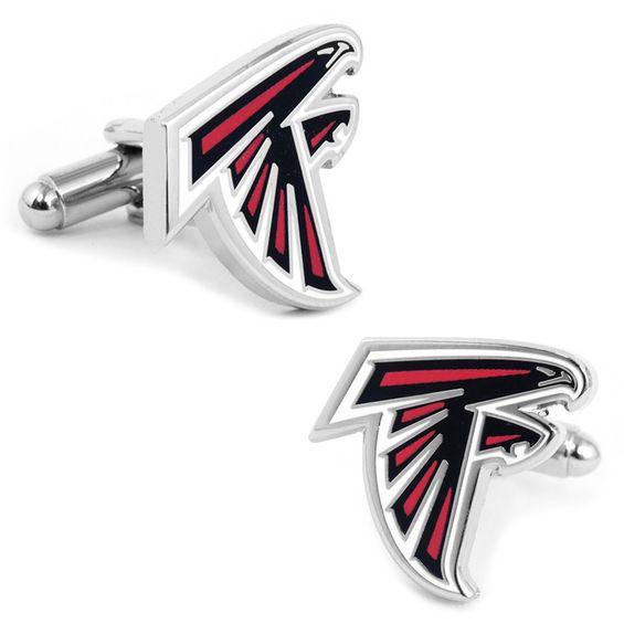 White Falcons Logo - Men's NFL Atlanta Falcons Logo Enamel Cuff Links in White Rhodium