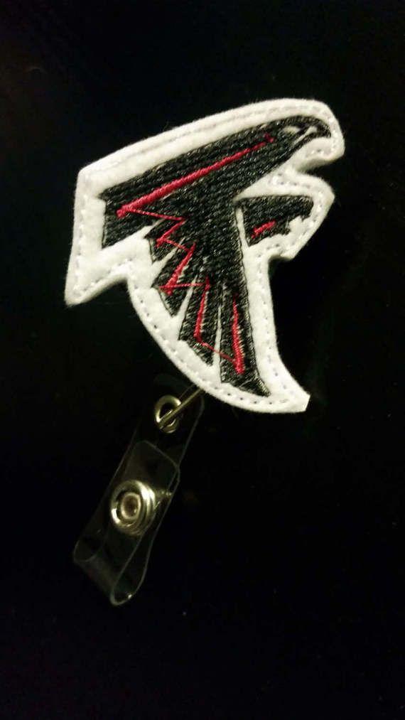 White Falcons Logo - Red, Black, and White Falcon logo Badge Retractable Reel, Feltie
