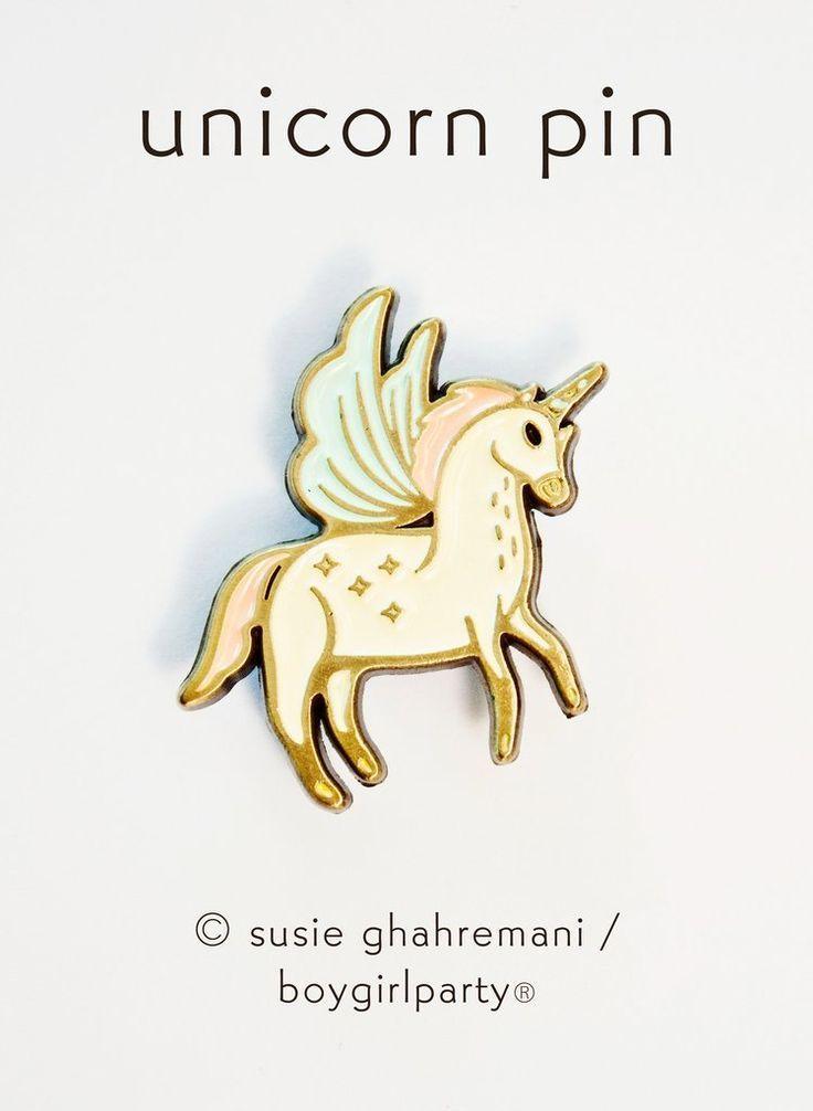 Flying Unicorn Logo - Unicorn Enamel Pin by boygirlparty - Pegasus Unicorn Pin - Flying ...