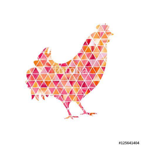 Red Triangle Rooster Logo - Illustration of rooster, symbol of 2017 on the Chinese calendar ...