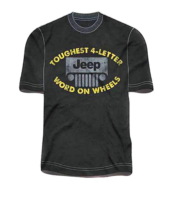 Four Letter Clothing and Apparel Logo - Jeep Toughest 4 Letter Word On Wheels Tee (M) | Amazon.com