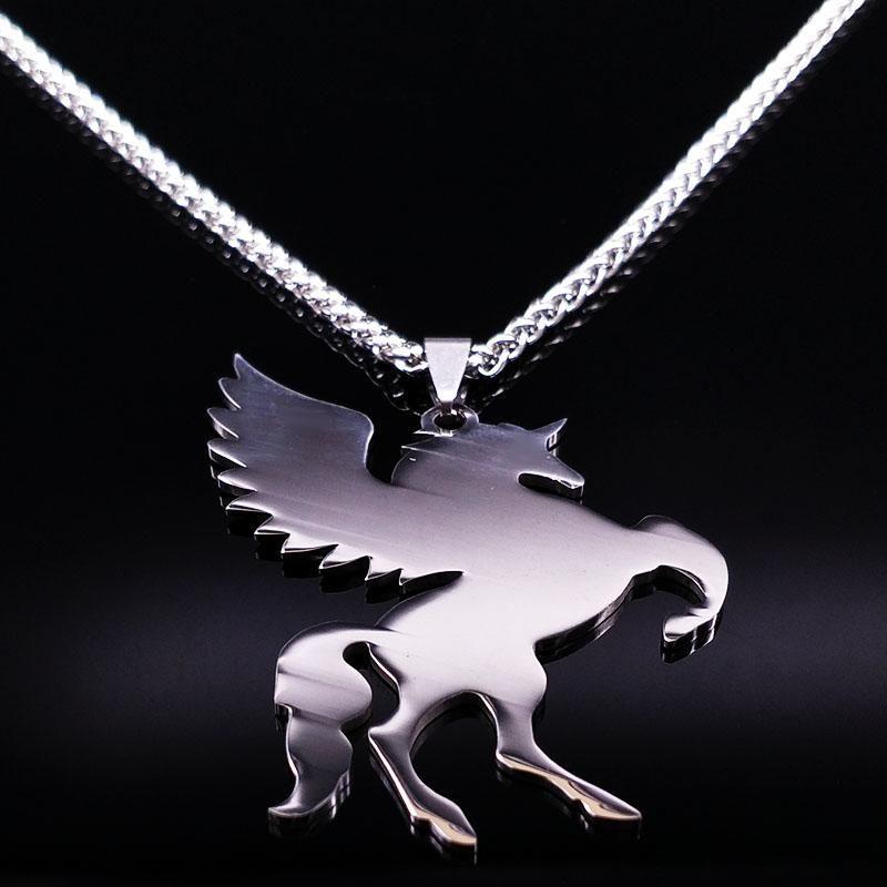Flying Unicorn Logo - Stainless Steel Flying Unicorn Necklace
