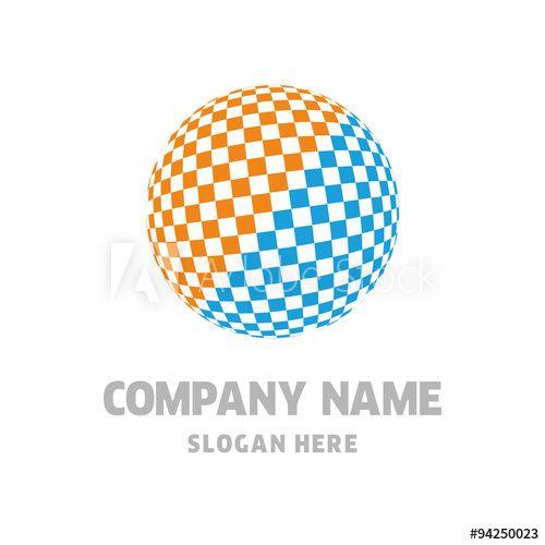 Dots Orange Swirl Logo - Abstract sphere swirl icon Logo, Blue Pixel dots design - Buy this ...