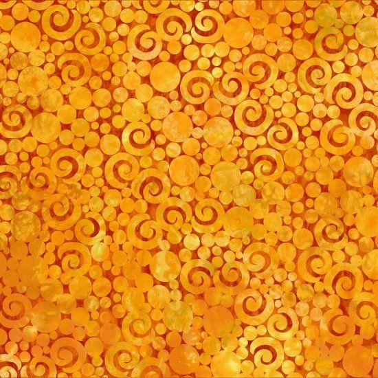 Dots Orange Swirl Logo - Swirl Dots Yellow Orange Gemstone Batiks 8651-33