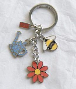 FOB Flower Logo - NEW Coach 64380 Garden Spring Multi Mix Flower, bumble Bee, Can Key