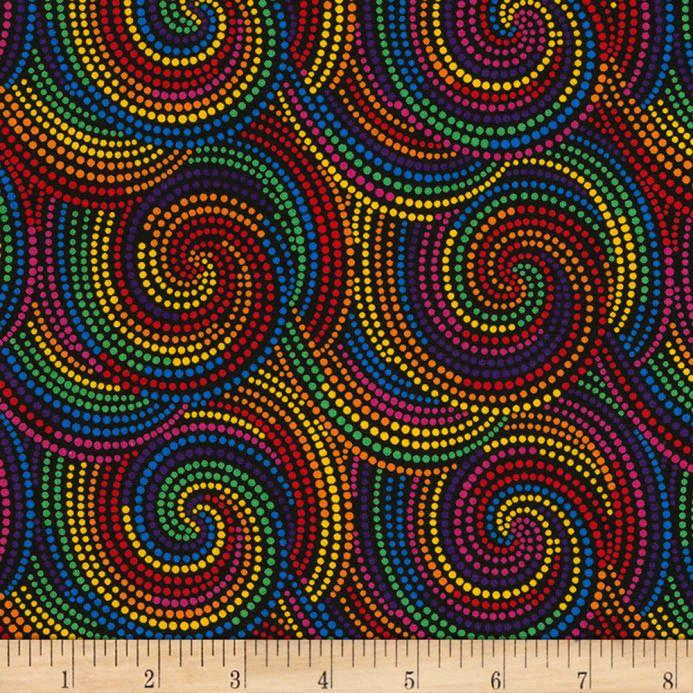 Dots Orange Swirl Logo - Timeless Treasures Dot Swirls Multi Designer Fabric