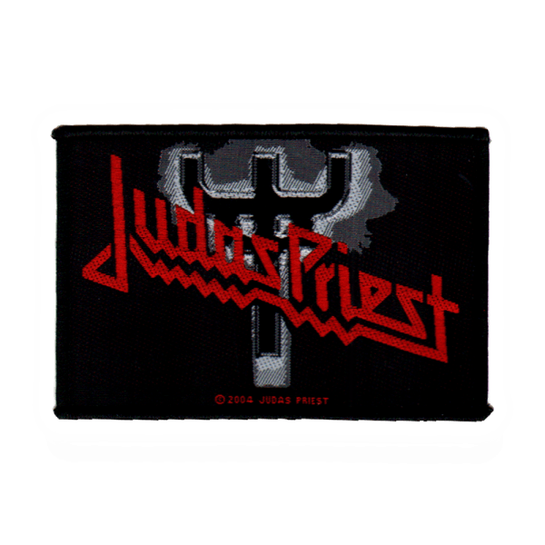 Judas Priest Original Logo - Judas Priest Official Patch Logo / Fork Woven Sew-On Heavy Metal R ...
