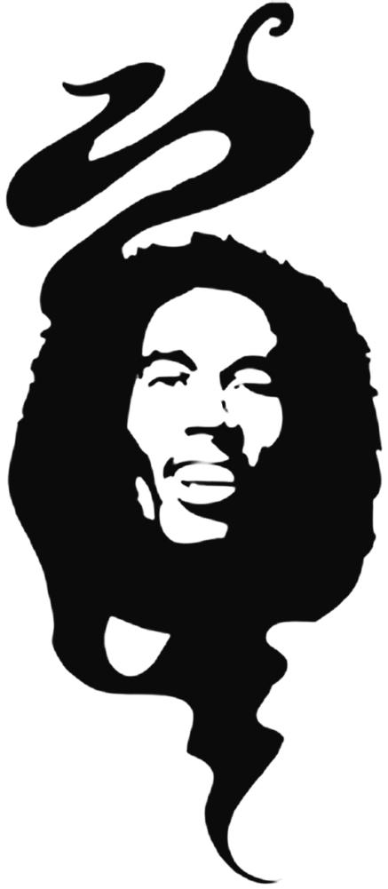 Bob Marley Black and White Logo - INACTIVE SKU - Bob Marley Tribal Smoke Rub-On Sticker - Black