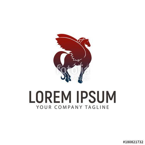 Winged Horse Logo - winged horse logo design concept template Stock image and royalty