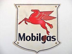 Winged Horse Logo - Vintage Mobilgas Sign Mobil Oil Co Porcelain Gas Pump Pegasus Winged ...