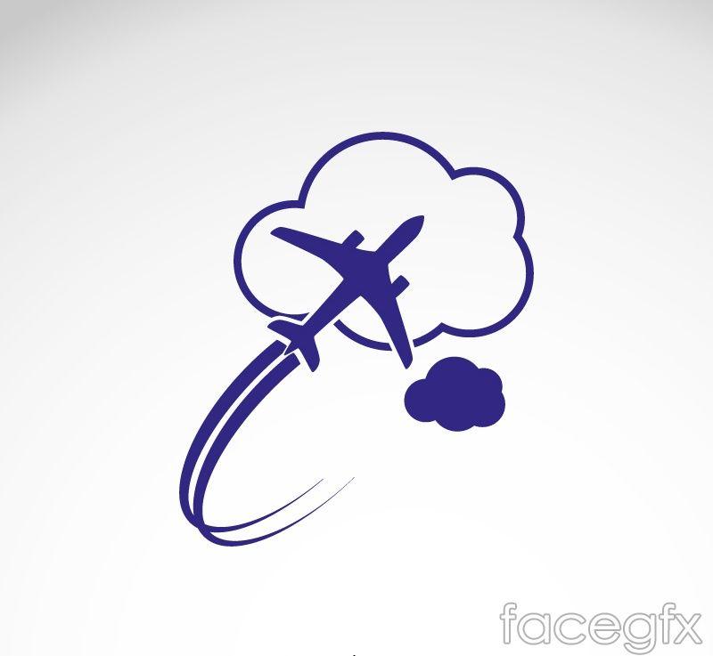 Blue Plane Logo - Blue plane with the cloud logo design vector