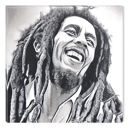 Bob Marley Black and White Logo - Startonight Canvas Wall Art Black and White Abstract Bob Marley ...