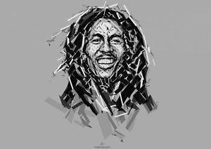 Bob Marley Black and White Logo - Bob Marley Abstract Poster Art Print Black & White Card or Canvas | eBay