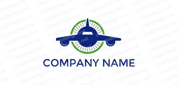 Blue Plane Logo - blue plane in line circle. Logo Template by LogoDesign.net