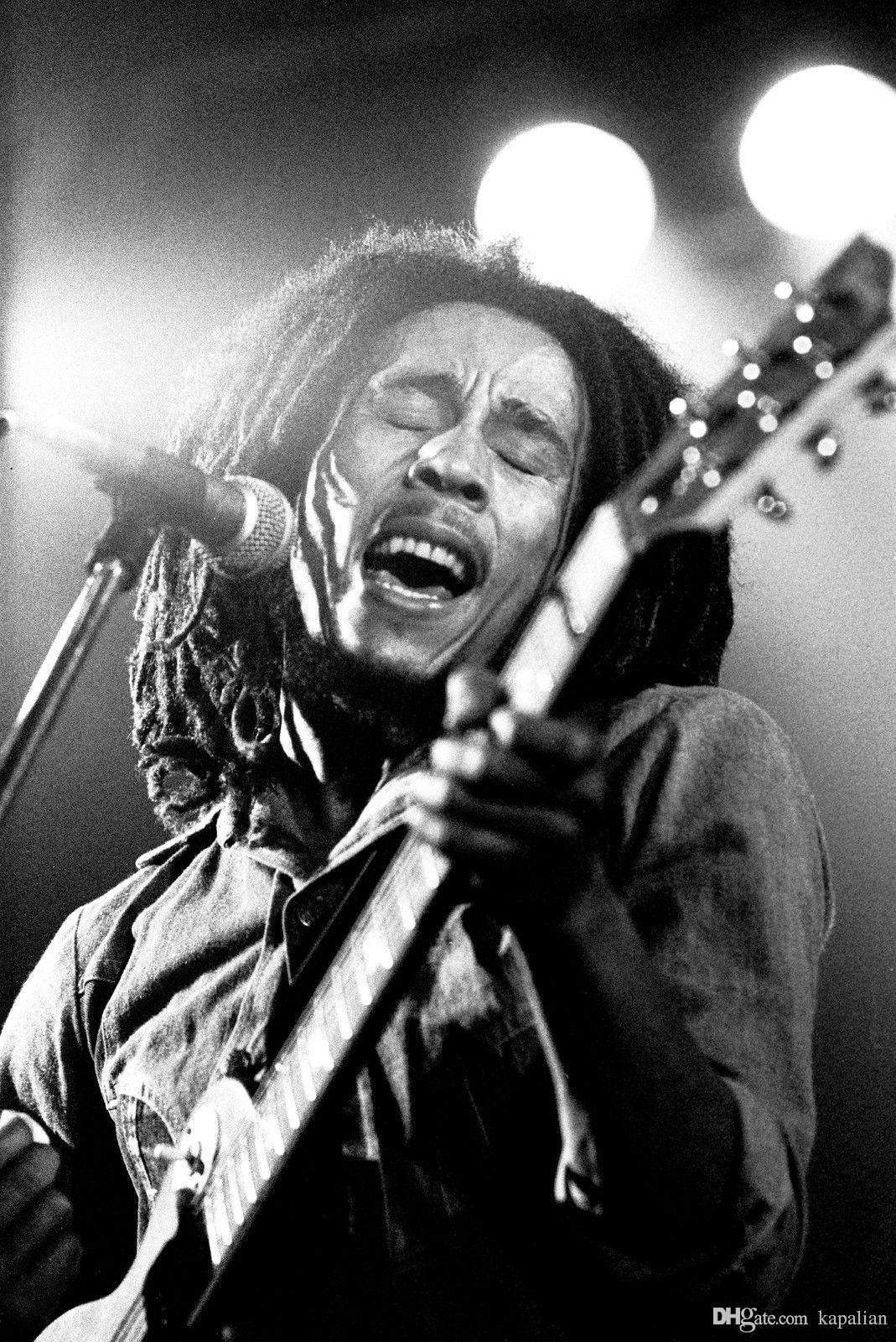 Bob Marley Black and White Logo - 2019 Bob Marley Black White Play Guitar Art Posters Print Photopaper ...
