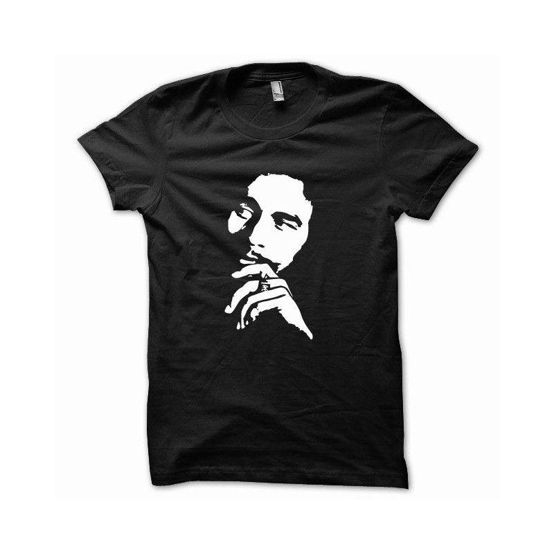 Bob Marley Black and White Logo - T-shirt Bob Marley white on black slim fit