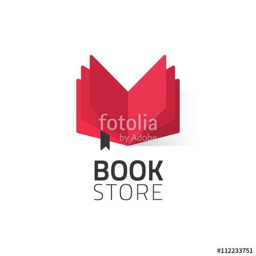 Red Book Logo - Vector: Bookstore logo vector illustration isolated on white, flat ...