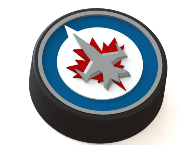 Jets Hockey Logo - 3D Printed Winnipeg Jets logo on ice hockey puck by Ryšard