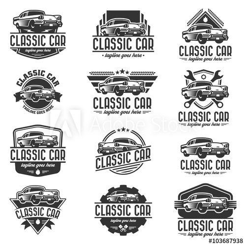 Retro Automotive Logo - Vector car logo set, retro car logo template - Buy this stock vector ...