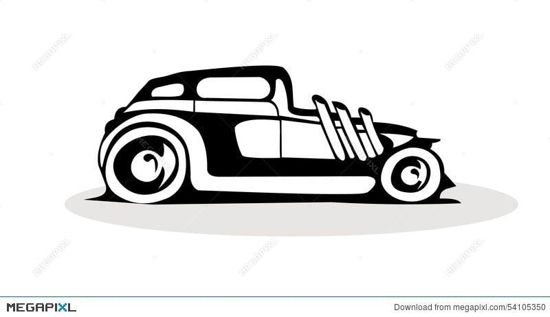 Retro Automotive Logo - Black Retro Car Logo On A White Background Illustration 54105350
