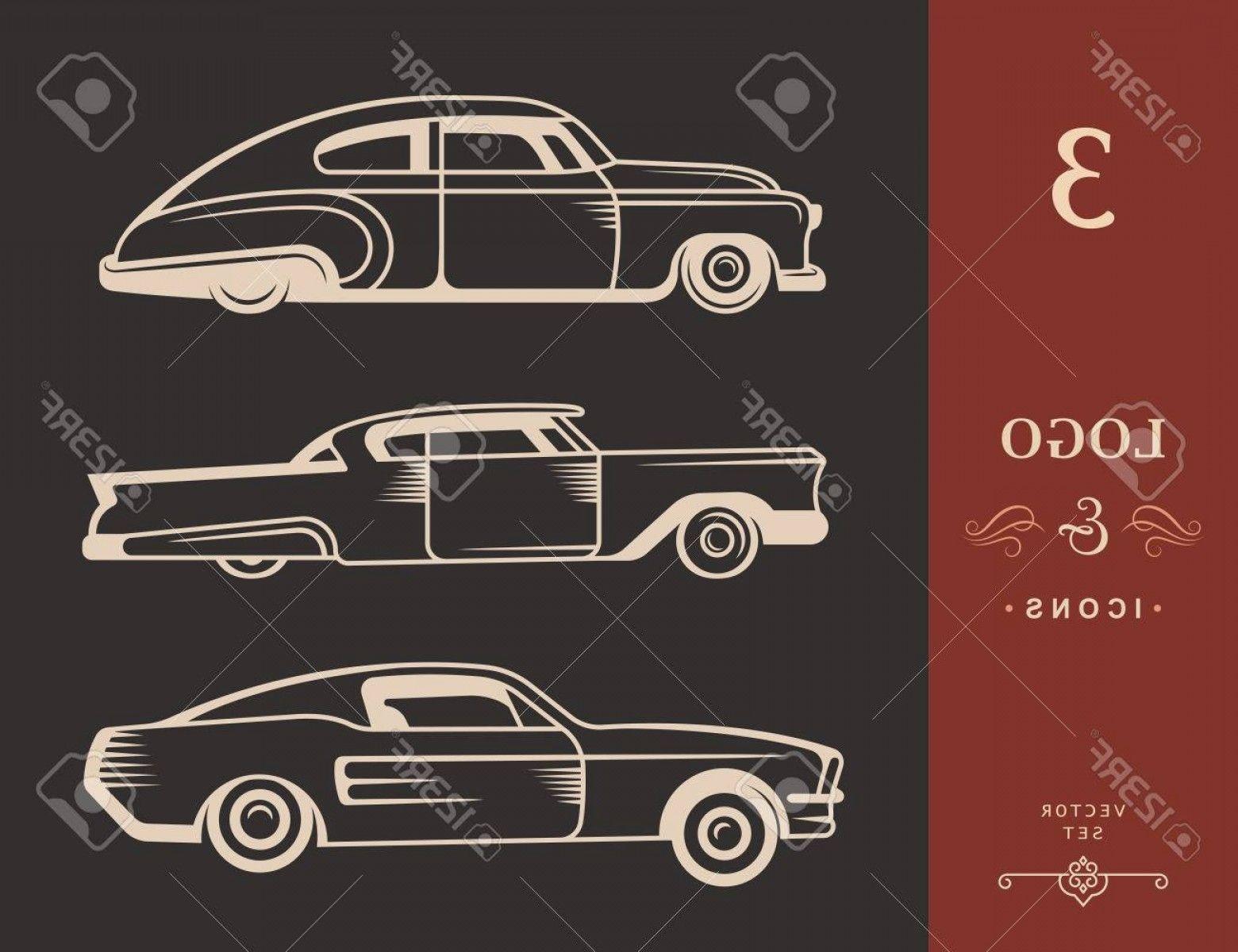 Retro Automotive Logo - Photostock Vector Set Vintage Lowrider Cars And Elements Design