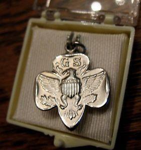 Christmas Eagle Logo - CHARM Full Size Girl Scout EAGLE LOGO Sterling Sil. Mint in BOX