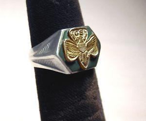 Christmas Eagle Logo - EUC 1940s Girl Scout RING Sterling Silver 6-Sided Gold Eagle Logo ...