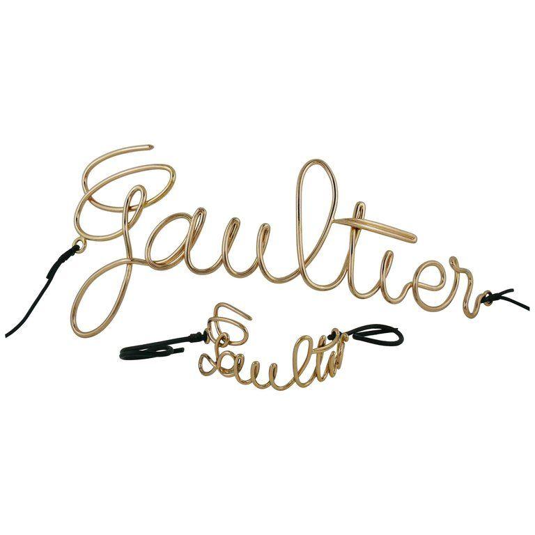 Cursive Logo - Jean Paul Gaultier Cursive Logo Copper Toned Belt and Bracelet Set