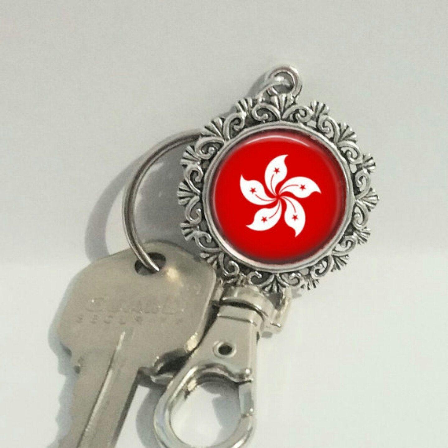 FOB Flower Logo - Hong Kong flag key fob. Flower and stars jewelry. | jewelry