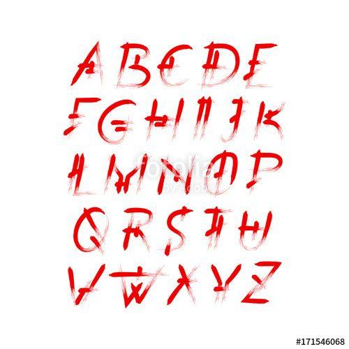 Red Capital E Logo - Alphabet vector set of red capital handwritten letters. Handwritten